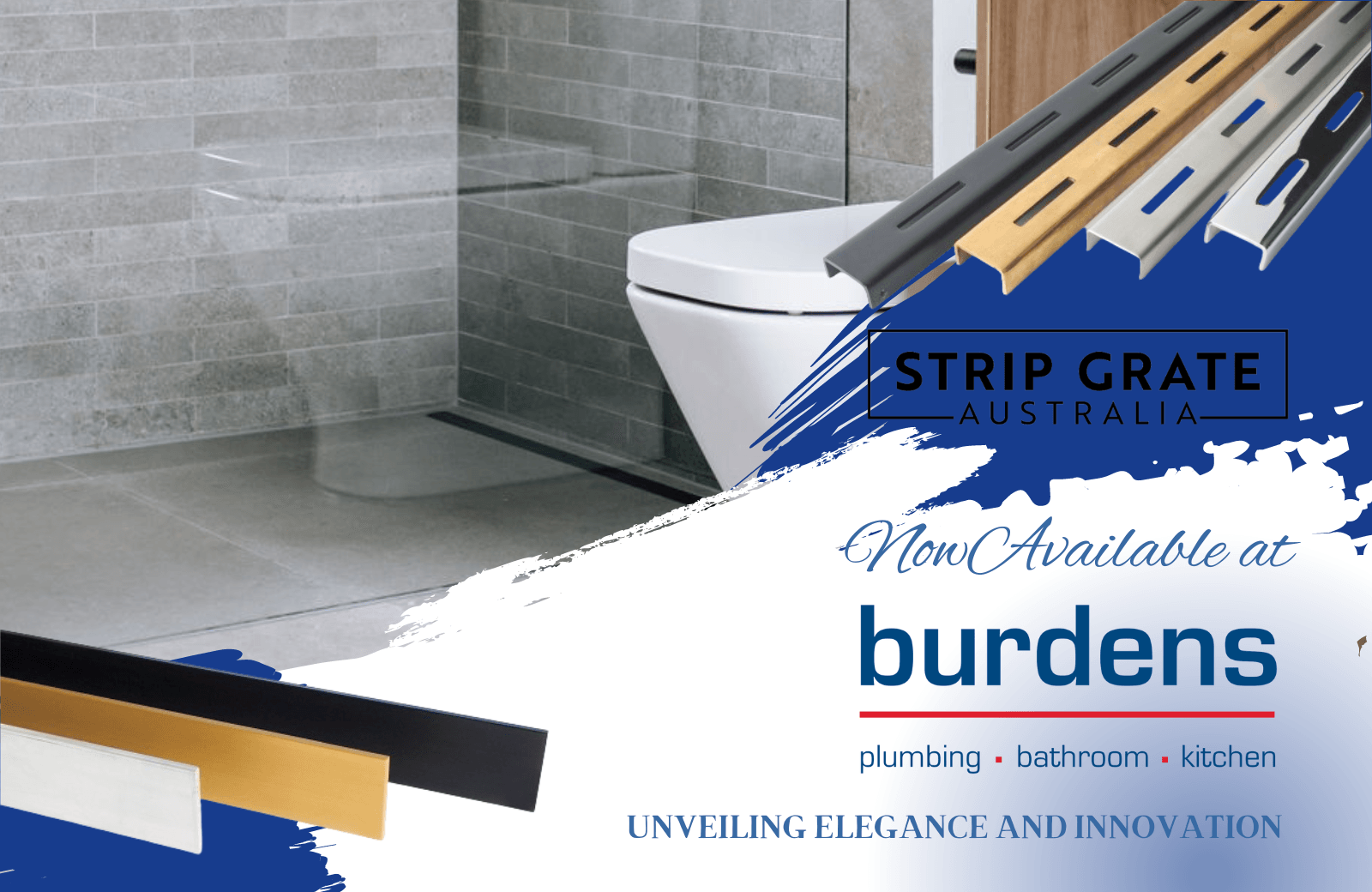 Shower Grate Elegance and Innovation: Strip Grate at Burdens Bathrooms