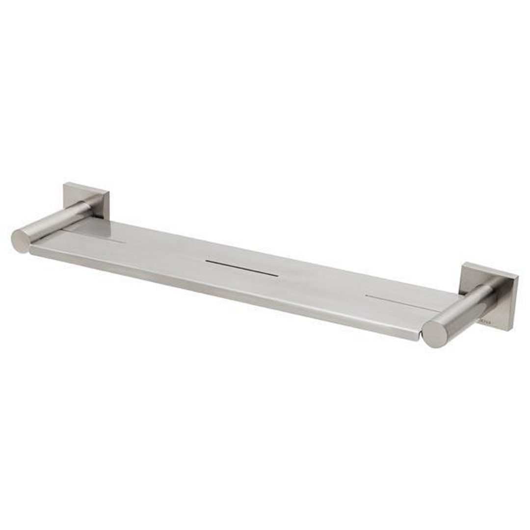 Phoenix RadII Metal Shelf Square Plate-Brushed Nickel 450mm