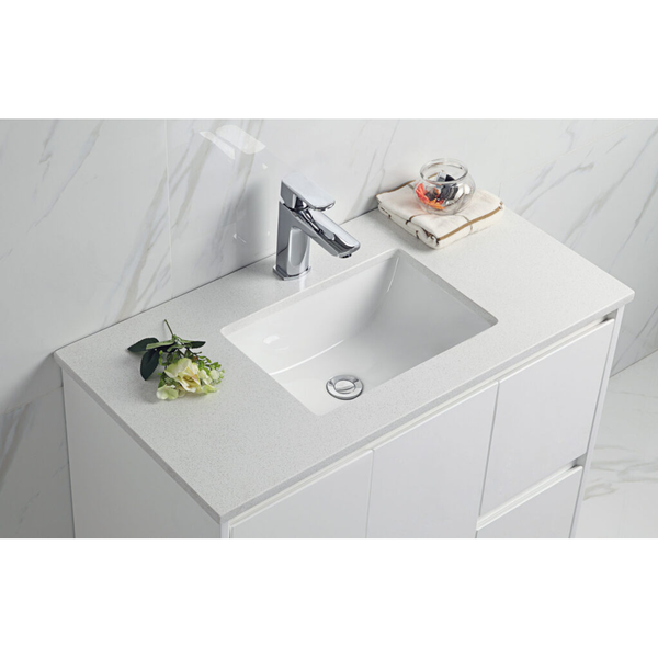 Aulic Alice Finger Pull Cabinet 900R With Snow Flat Stone Top
