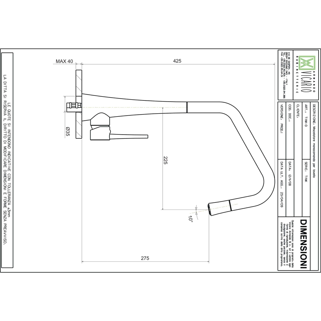 Abey Armando Vicario Tink Side Lever Pull Out Sink Mixer Black