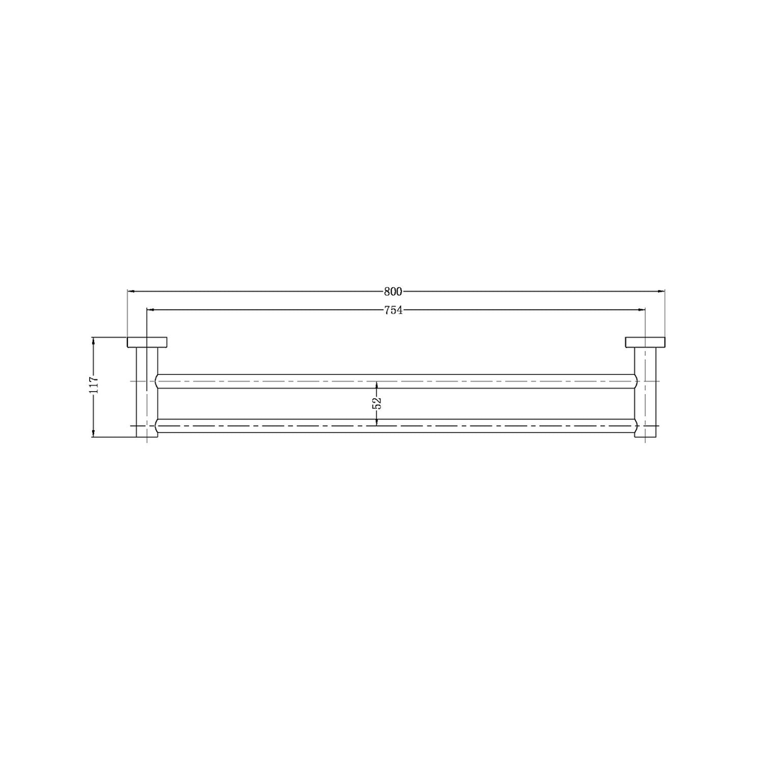 Mecca Double Towel Rail 800mm Matt Black