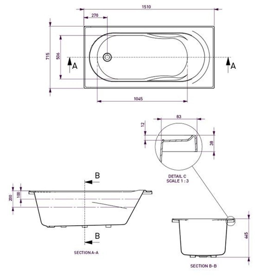 Adatto Contour 12 Jetss White 1650mm