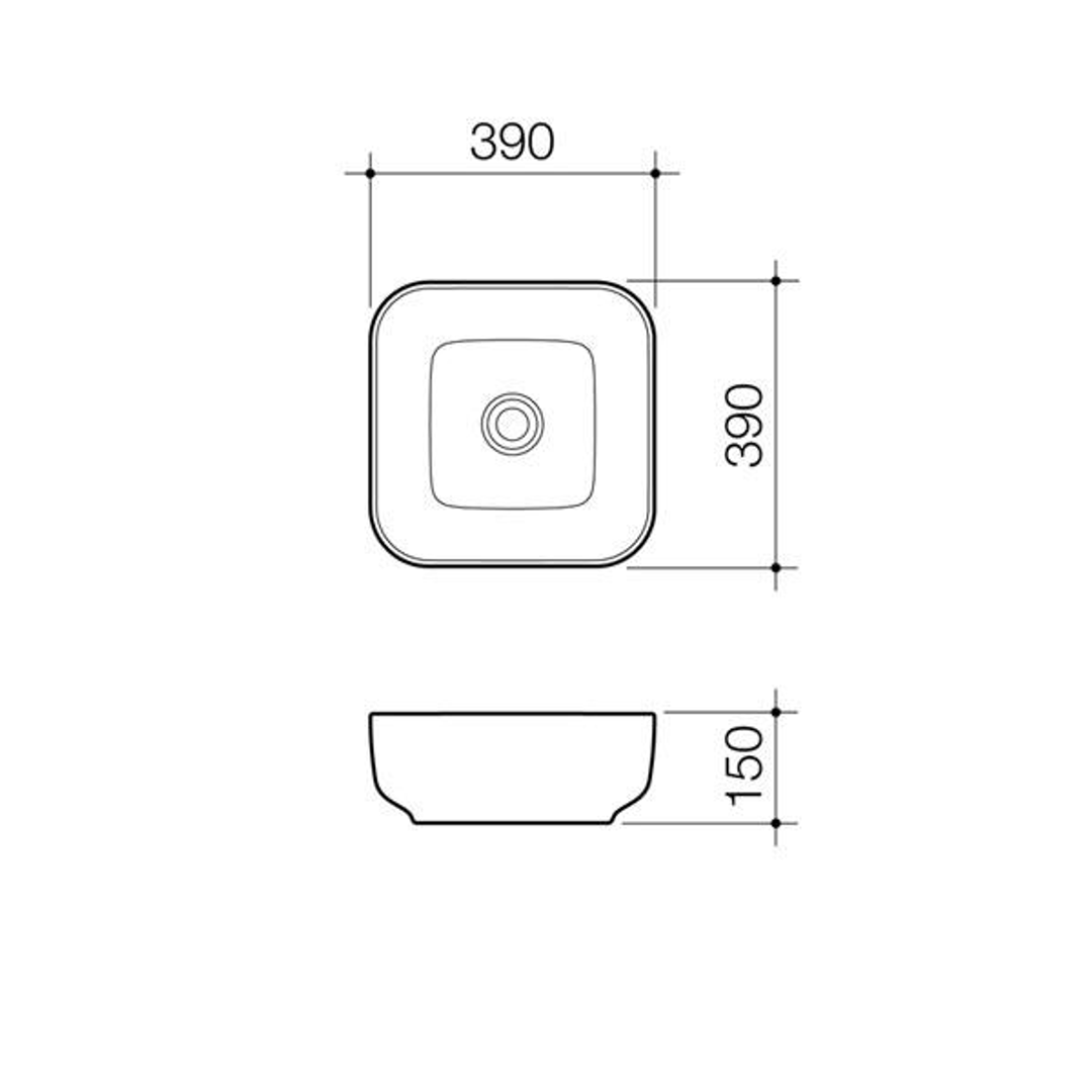 Caroma Artisan Above Counter Basin Square 390mm
