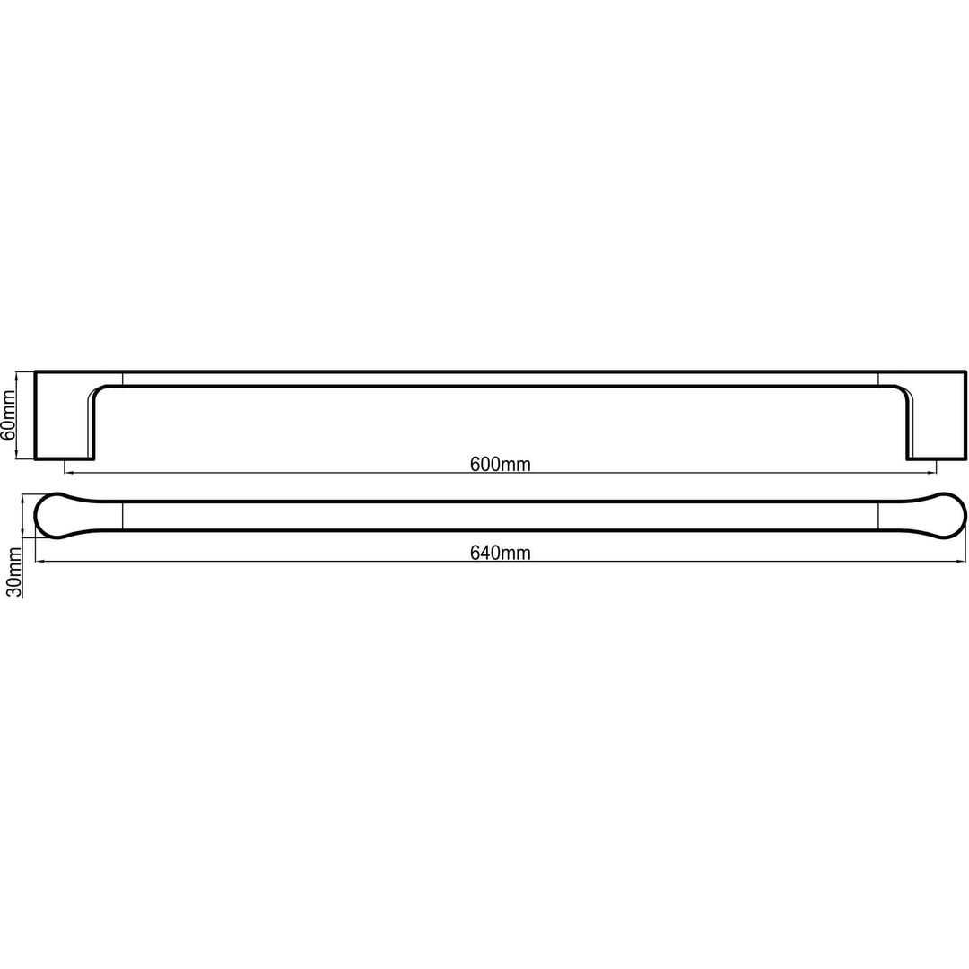 Harmony Bassini Single Towel Rail 600mm Black Chrome