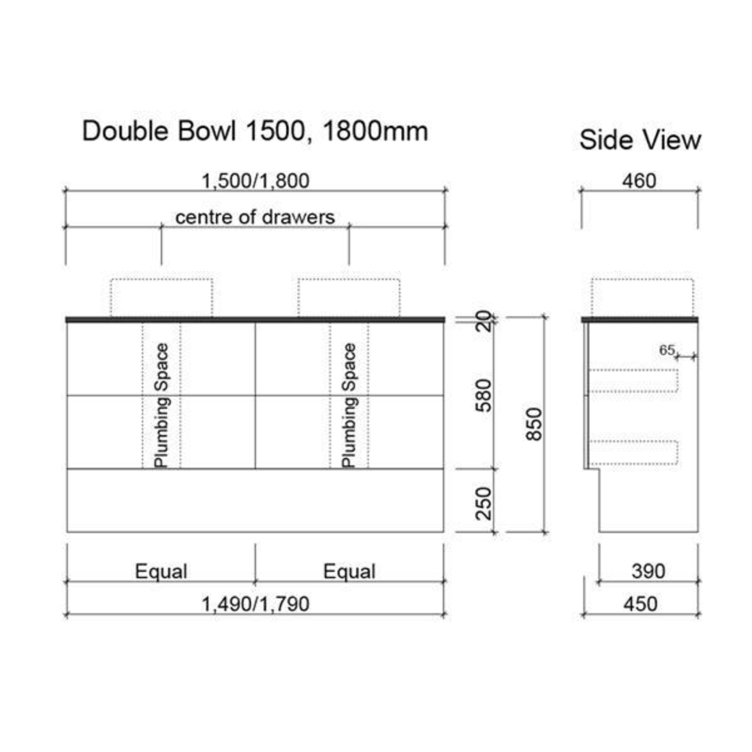 Timberline Oxbow Vanity 1050mm 20mm Silk Surface Top With Ceramic Basin Floorstanding