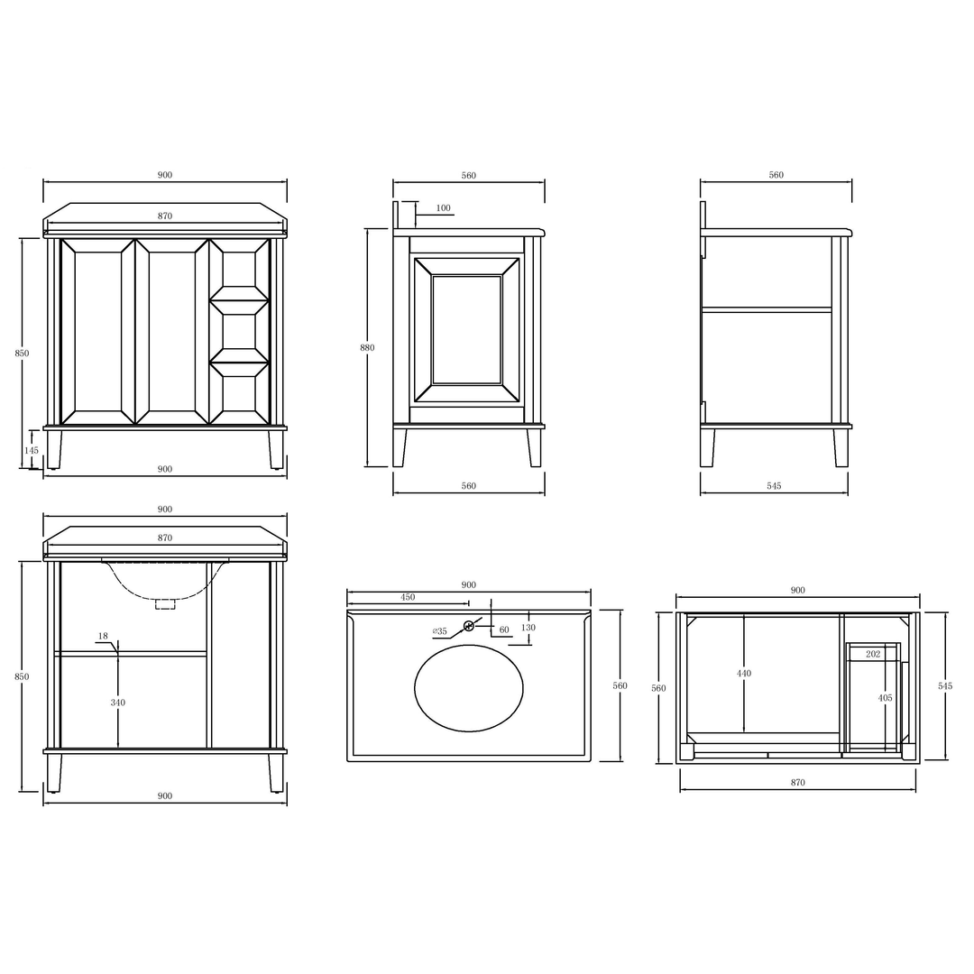 T&H Coventry 90 X 55 Satin White Vanity Real Marble Top & Ceramic U/C Basin