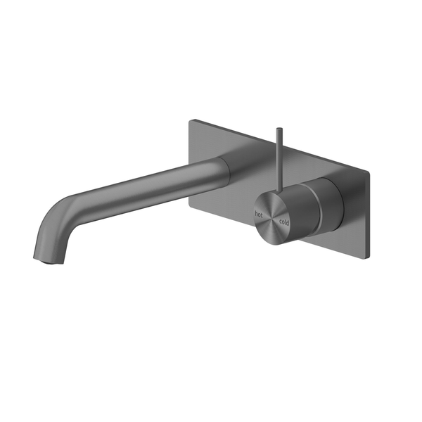 Nero Mecca Wall Basin Mixer Handle Up 230Mm Spout Gun Metal