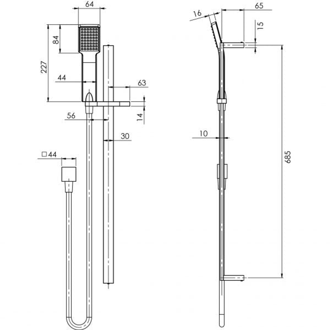 Phoenix Lexi Deluxe Rail Shower - Matte Black