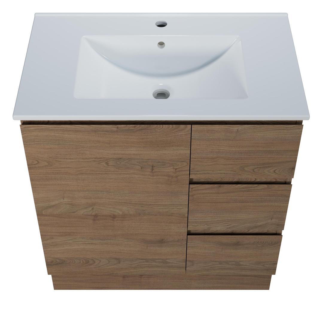 Harmony Three Drawer Vanity 750mm, Centre Bowl Alpha Top, Floor Standing