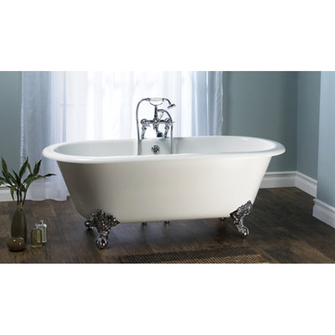 V+A Cheshire Freestanding Bath Adjustable Brushed Nickel Ball & Claw Feet 1744mm