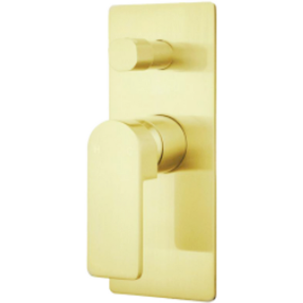 Bella Vista Ikon Flores Wall Mixer With Diverter Brushed Gold