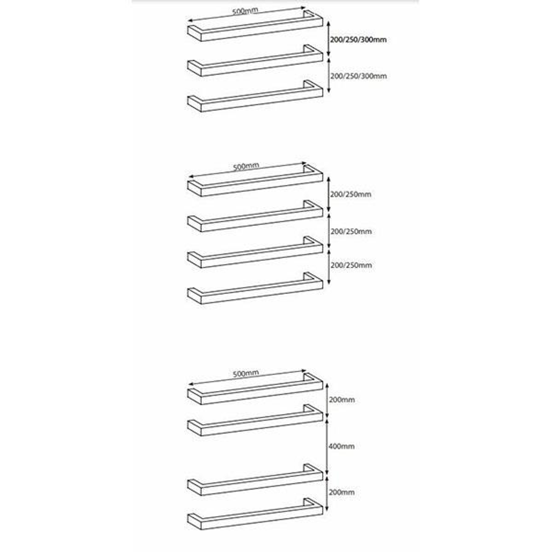 Polished 800mm Squ Single Bar Towel Rail(Radiant P#:Sbstr-800)