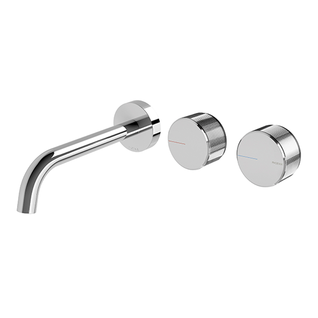 Phoenix Axia Wall Basin/Bath Curved Outlet Hostess Set 180mm Chrome