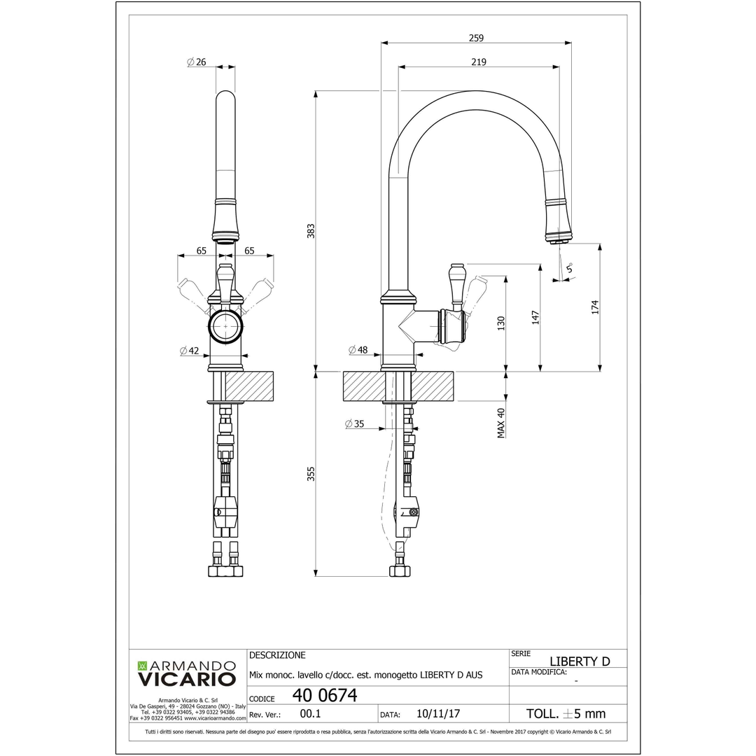 Abey Armando Vicario Provincial P/Out S/Lever Kitchen Mixer Chrom