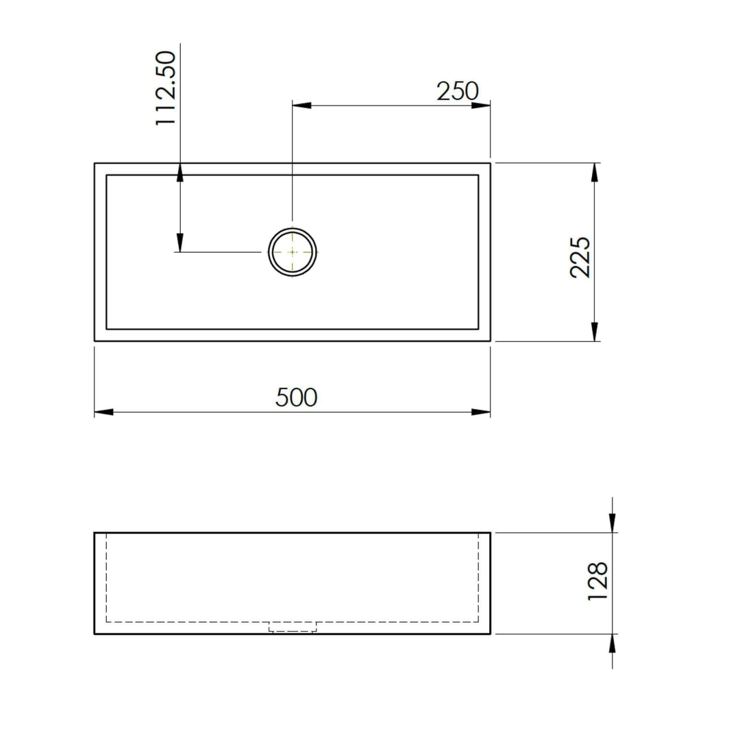 New Form Concrete Bath Vessel Basin 500mm X 225mm X 125mm