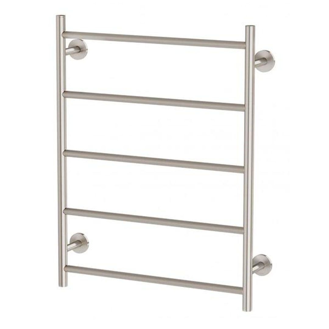 Phoenix Radii Heated Towel Ladder 550mm Round Plate - Brushed Nickel