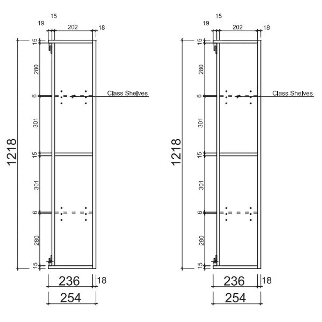 Bel Bagno Rimini Side Cabinet 1200mm Tallboy Rain Forest Green