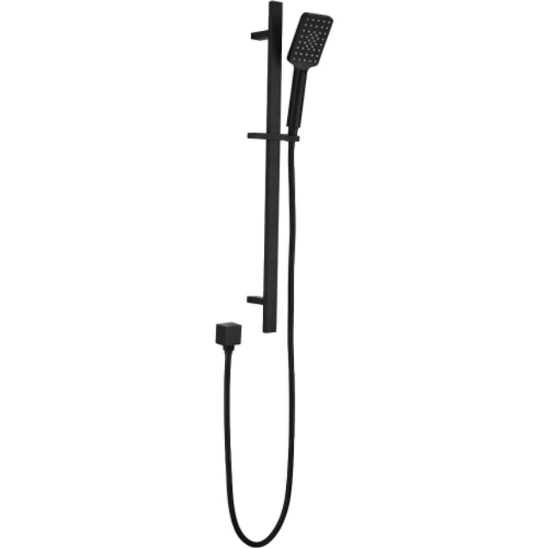 Bella Vista Shower Head On Rail Square 900mm Rail Black
