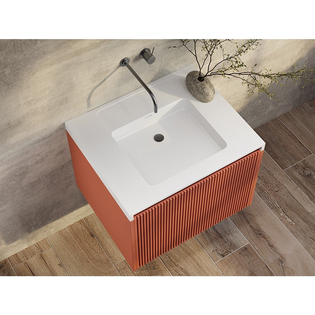 Belbagno Rimini 600mm Wall Hung Vanity Includes Basin Potters Clay