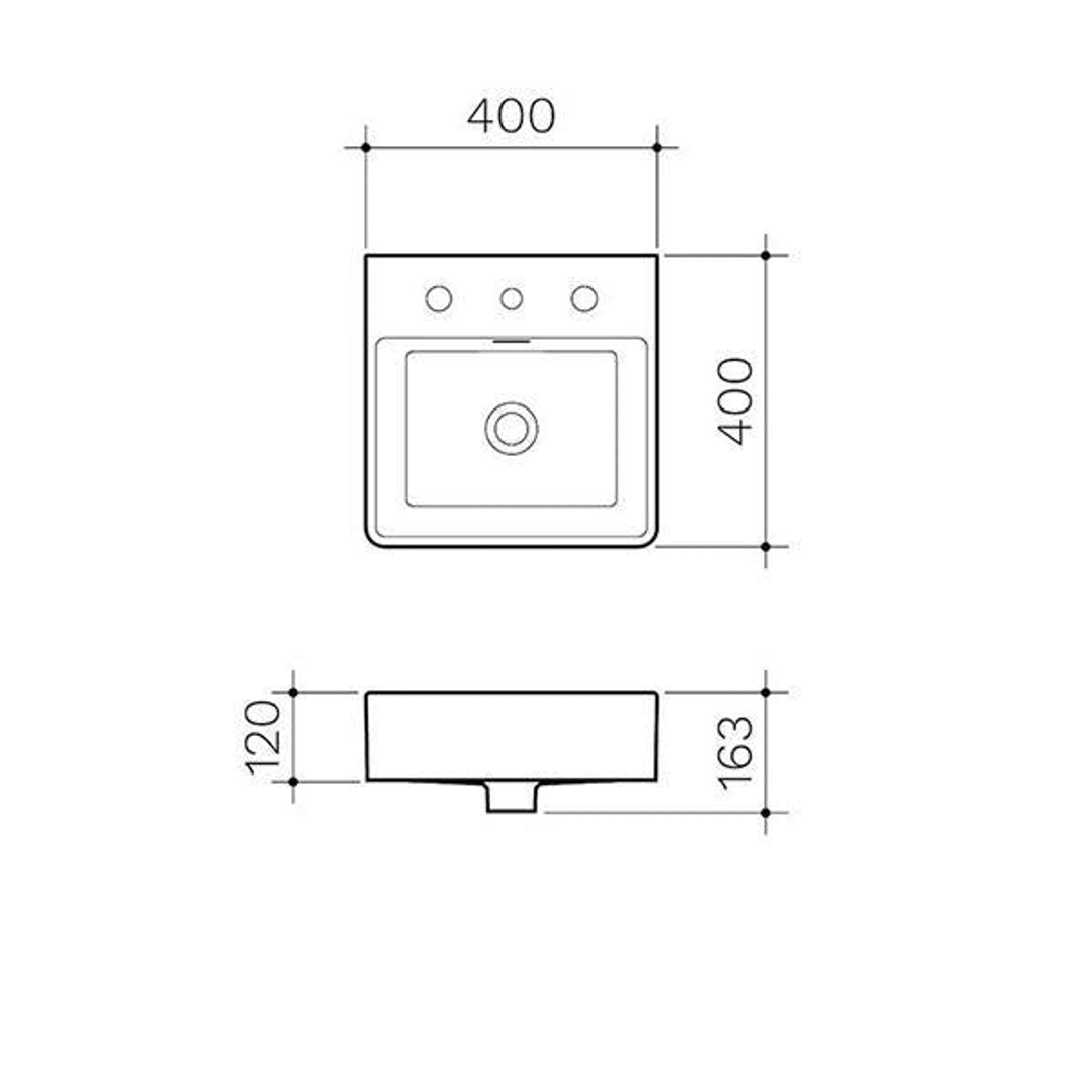 Clark Square Wall Basin 400mm One Taphole