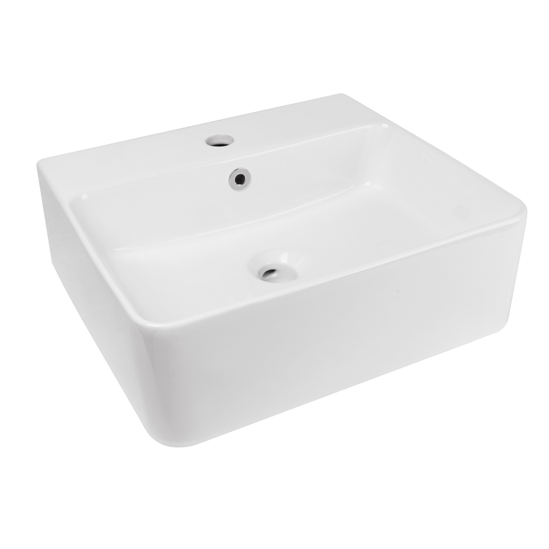 Otti Wall Hung Basin 1 Tap Hole W/Overflow Gloss White Dimension: 460*425*155