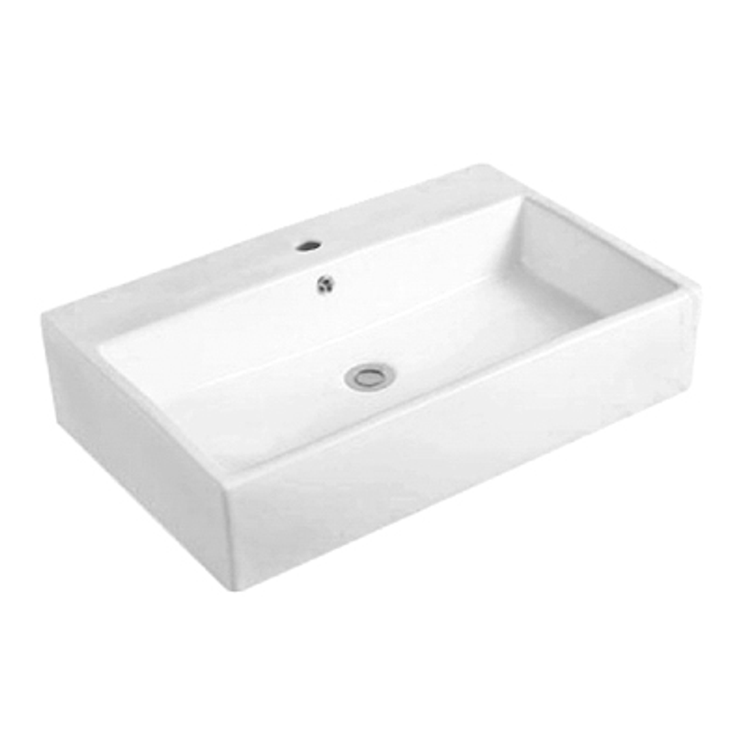 OTTI W/HUNG / ABOVE COUNTER BASIN GLOSS WHITE WITH OVERFLOW 1 TAPHOLE 700X460X165MM