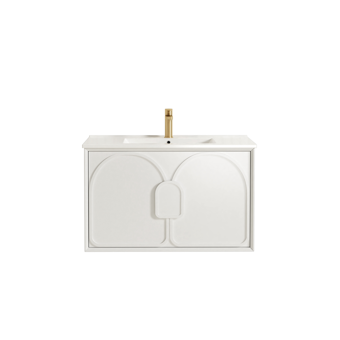 OTTI LAGUNA SATIN WHITE 900X460 PLYWOOD VANITY WITH SLIMLINE CERAMIC TOP