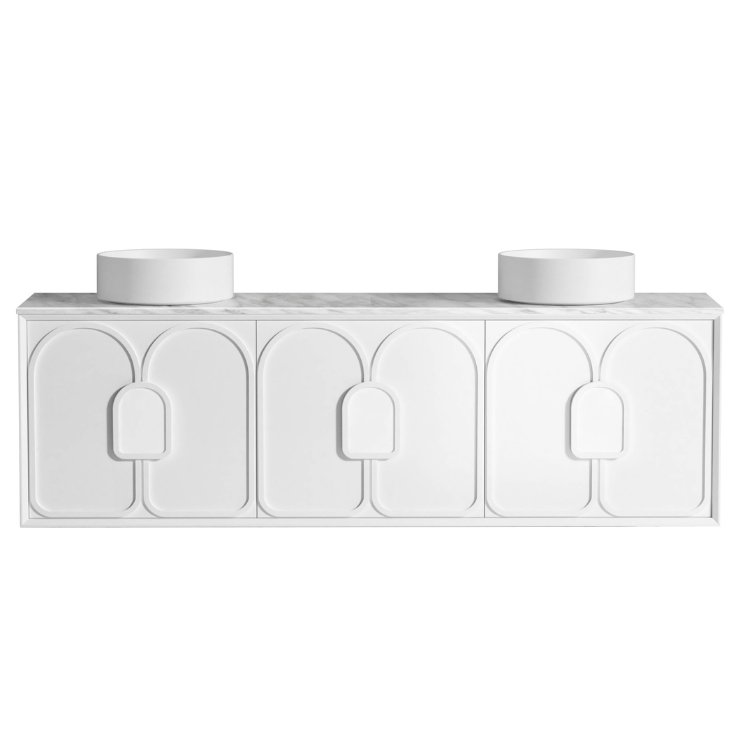 Otti Laguna Satin White 1800X460 Plywood Vanity Natural Carrara Marble Top