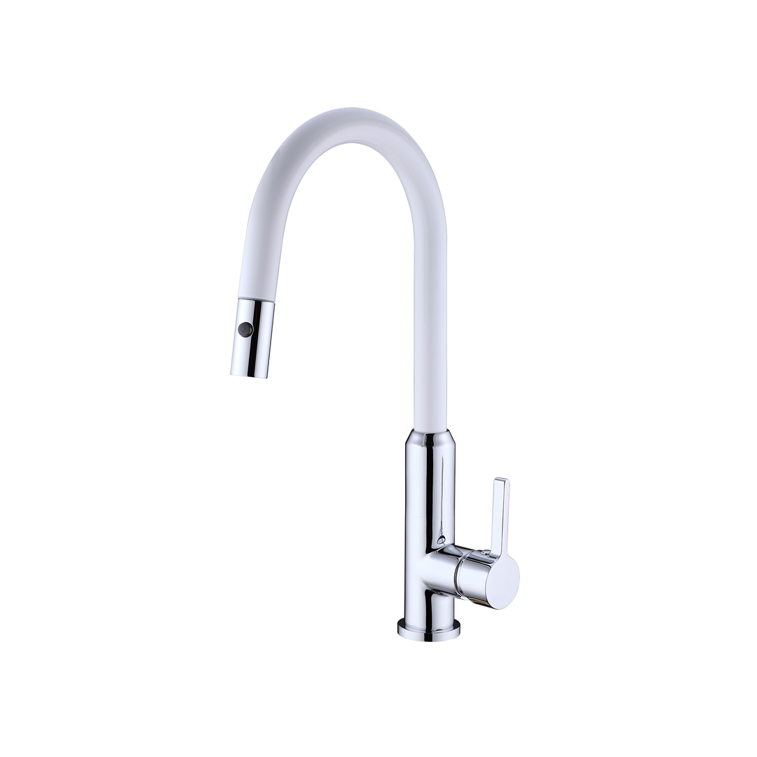 Nero Pearl Pull Out Sink Mixer With Vegie Spray Function White