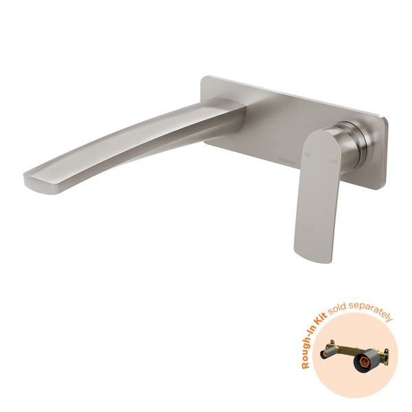 Phoenix Mekko Switchmix Wall Basin/Bath Mixer Set 200mm Fit-Off Kit - Brushed Nickel