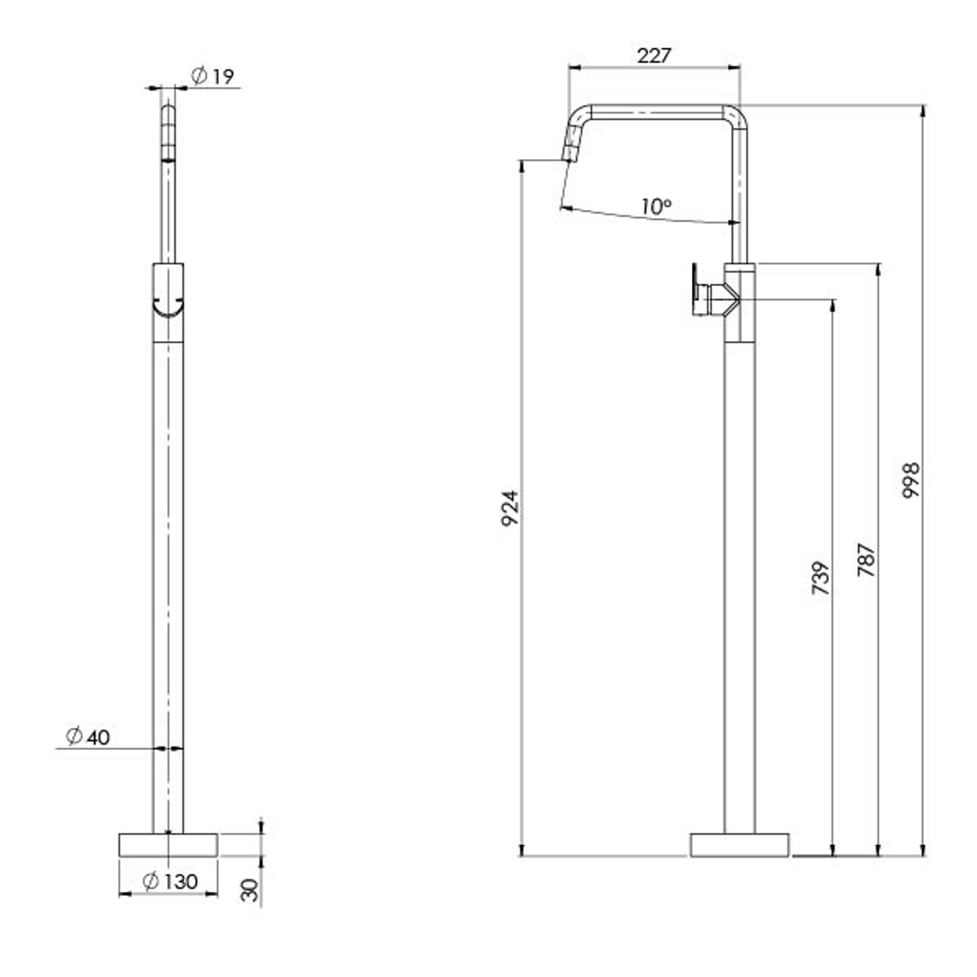 Phoenix Mekko Floor Mount Bath Filler - Chrome