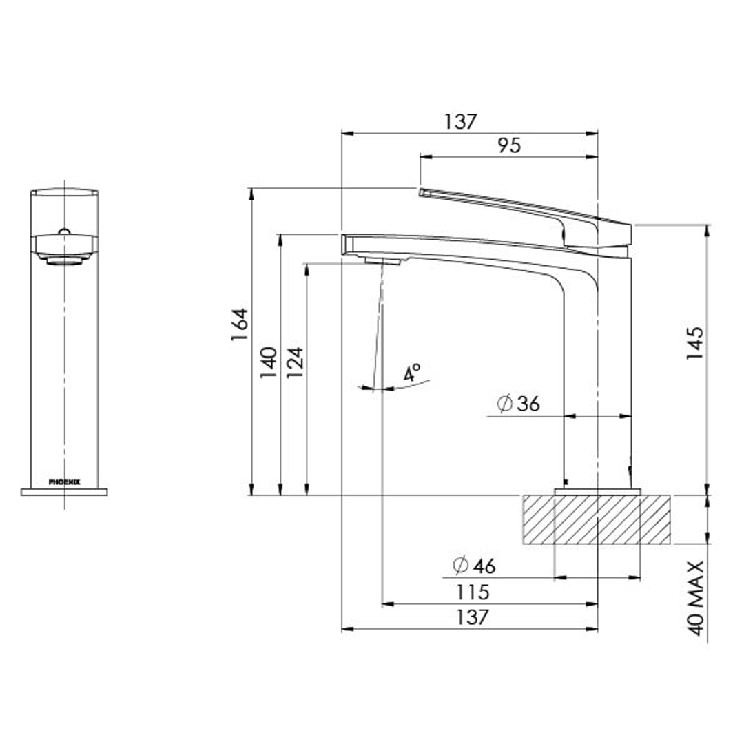 Phoenix Mekko Basin Mixer - Brushed Nickel