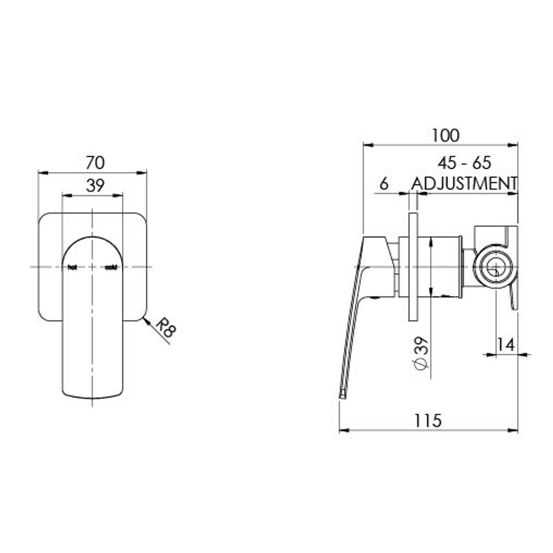 Phoenix Mekko Shower/Wall Mixer - Chrome