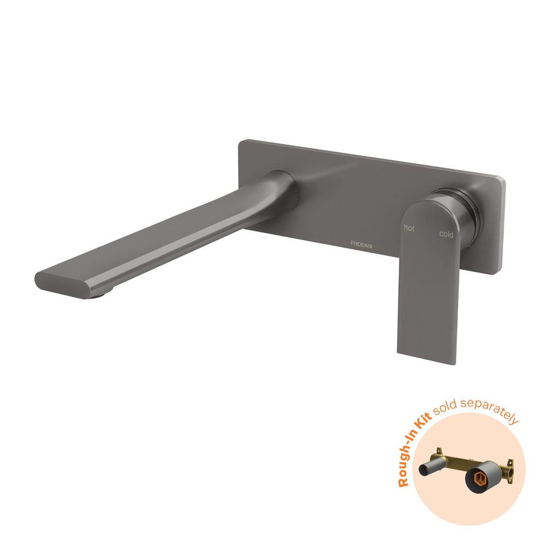 Phoenix Teel Switchmix Wall Basin / Bath Mixer Set 200Mm Fit-Off Kit Brushed Carbon