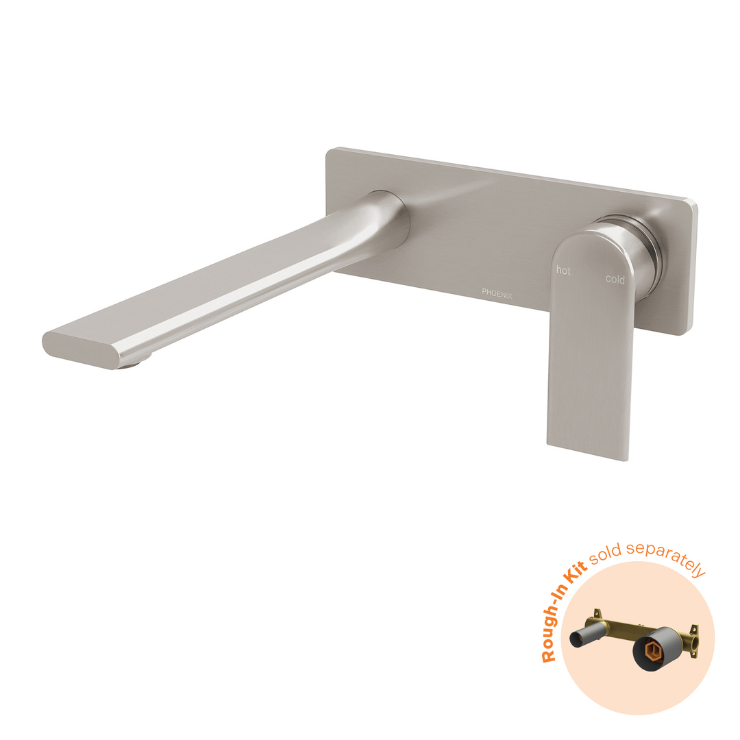 Phoenix Teel Switchmix Wall Basin / Bath Mixer Set 200Mm Fit-Off Kit Brushed Nickel