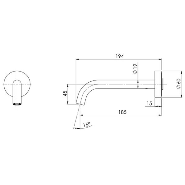 Phoenix Vivid Slimline Plus Wall Basin / Bath Outlet 180Mm Brushed Bronze