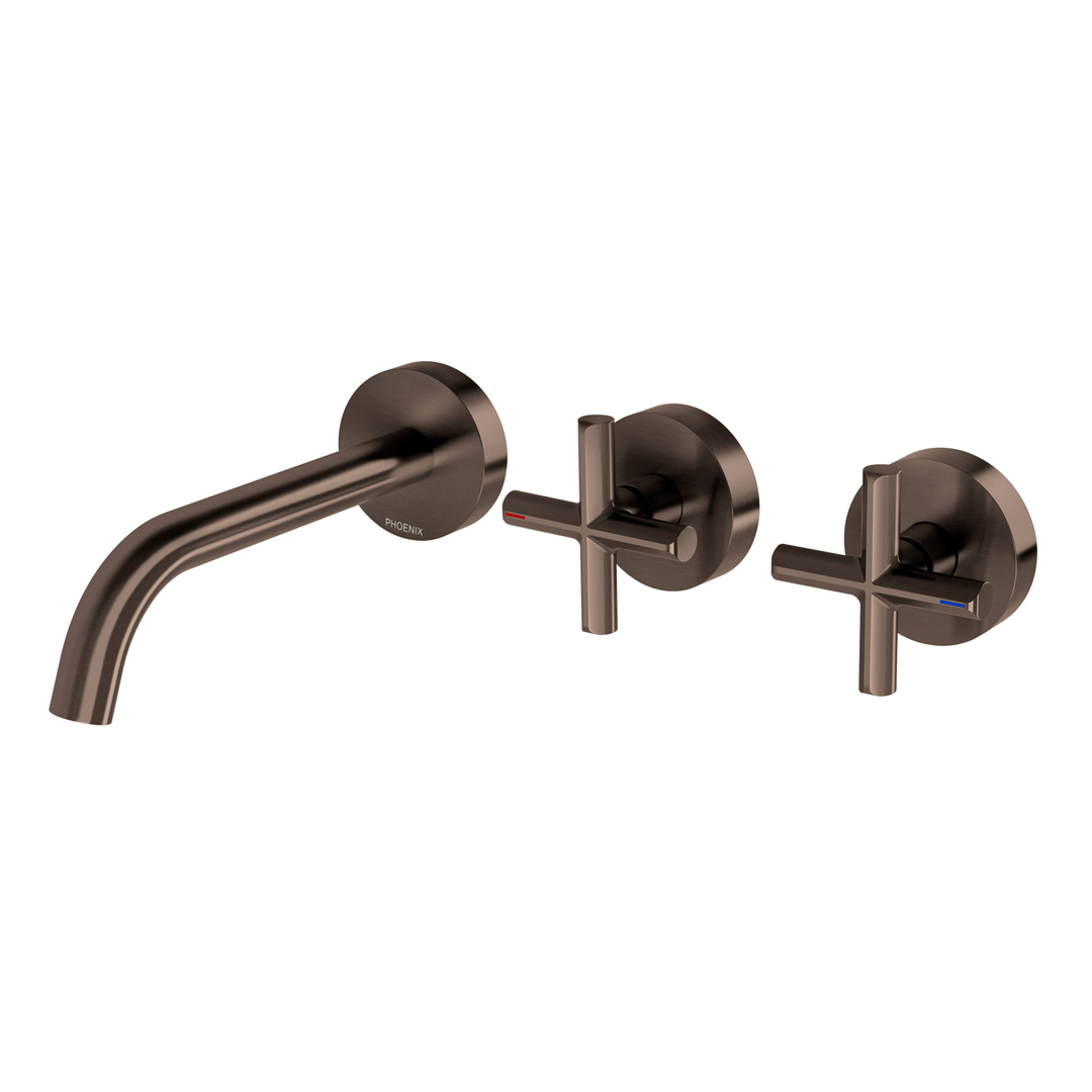 Phoenix Vivid Slimline Plus Wall Basin / Bath Hostess Set 180Mm Brushed Bronze