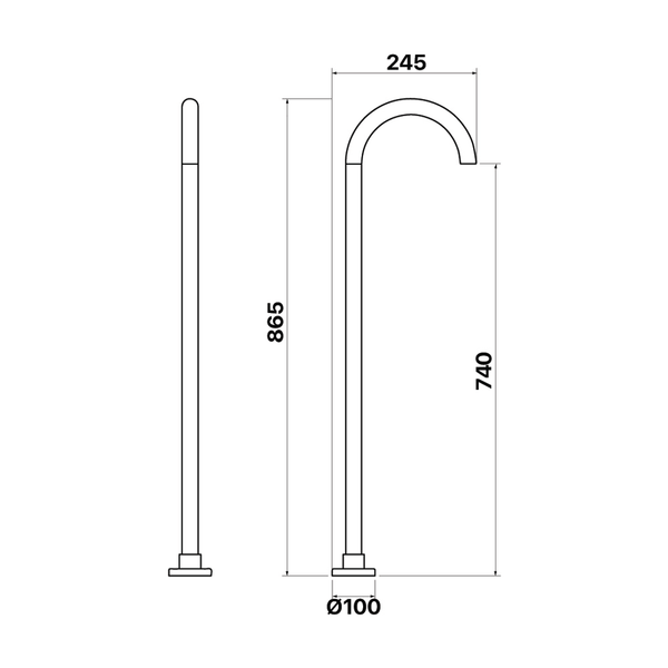 Brasshards Mixx Chai Floor Mounted Bath Spout Matt Black