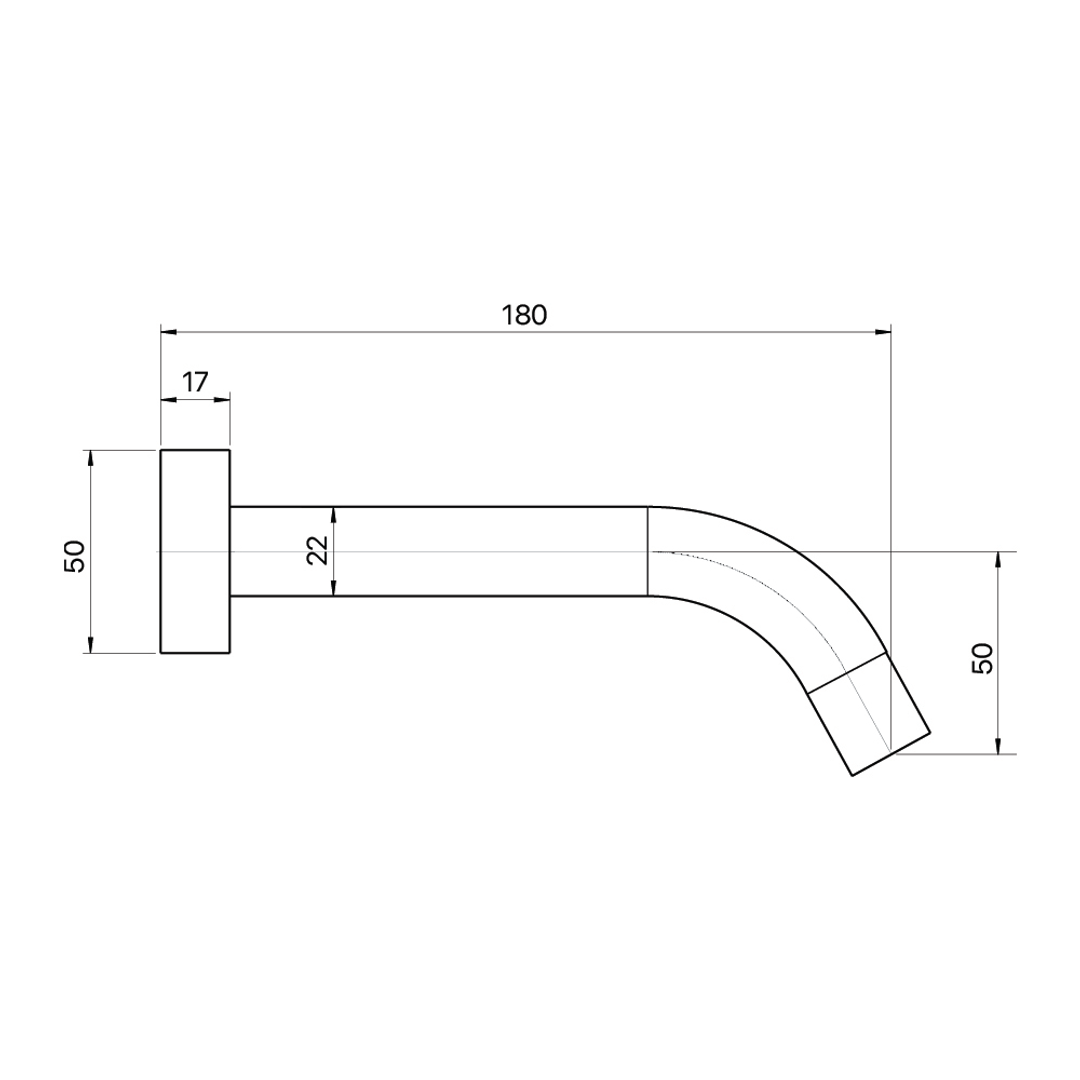Brasshards Mixx Anise Wall Basin Spout 180Mm Matt Black Lead Free
