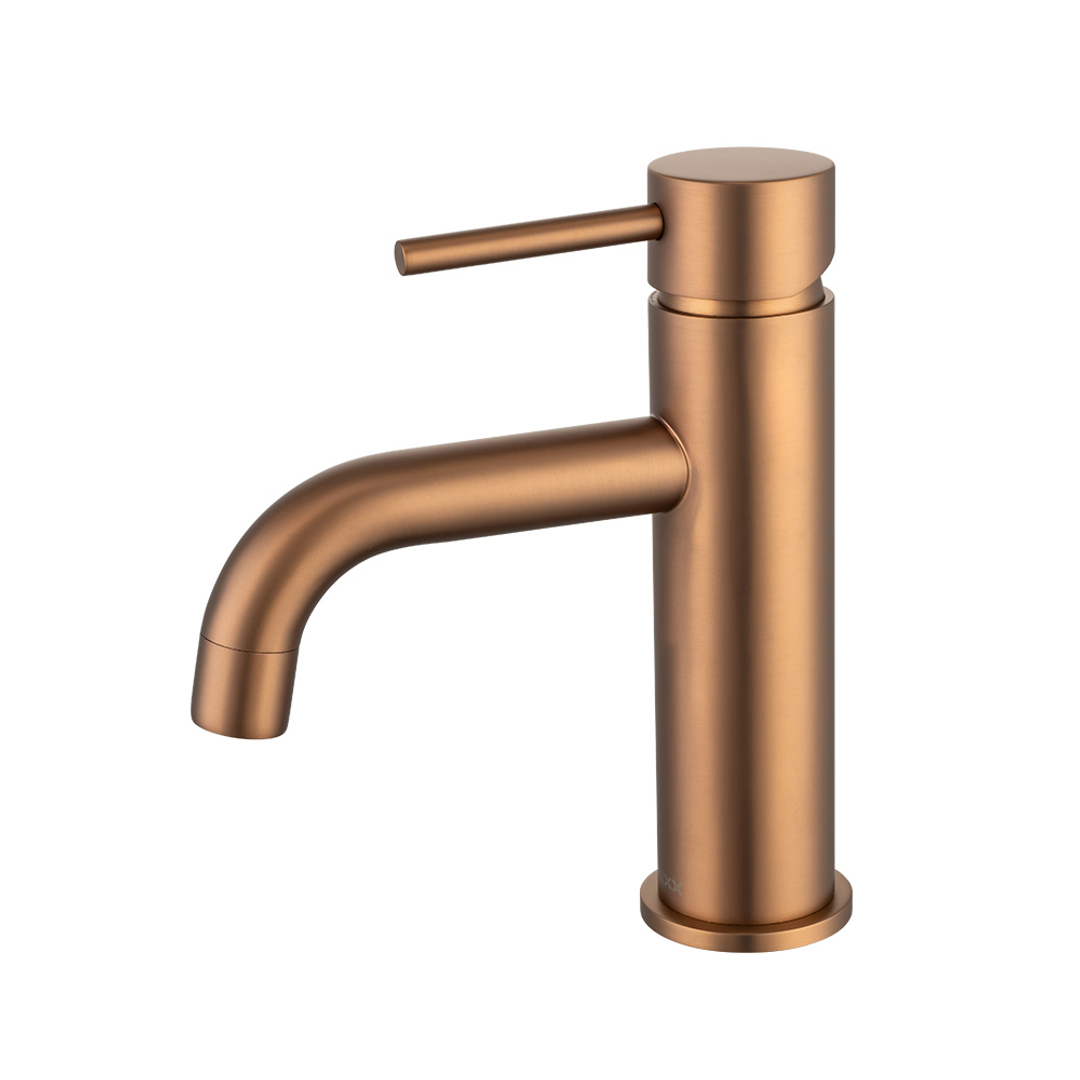 Brasshards Mixx Anise Basin Mixer Curved Spout Brushed Bronze Lead Free