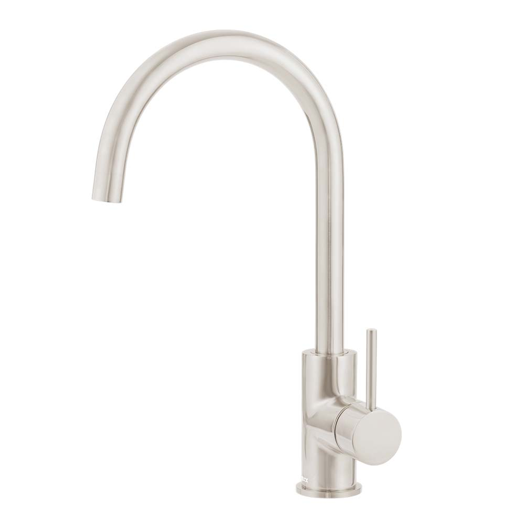 Brasshards Mixx Anise Round Gooseneck Sink Mixer Brushed Nickel Lead Free