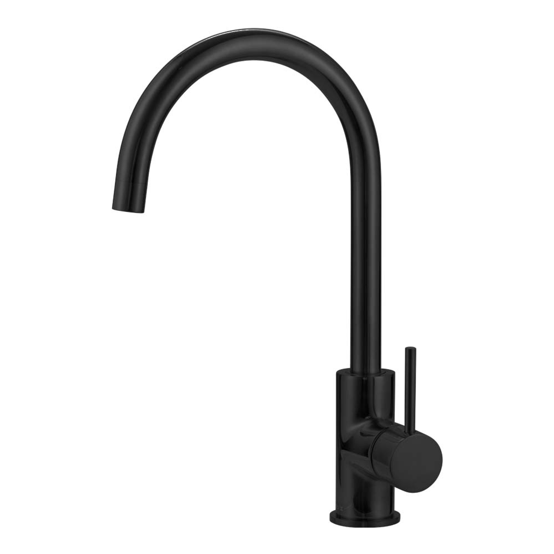 Brasshards Mixx Anise Round Gooseneck Sink Mixer Matt Black Lead Free