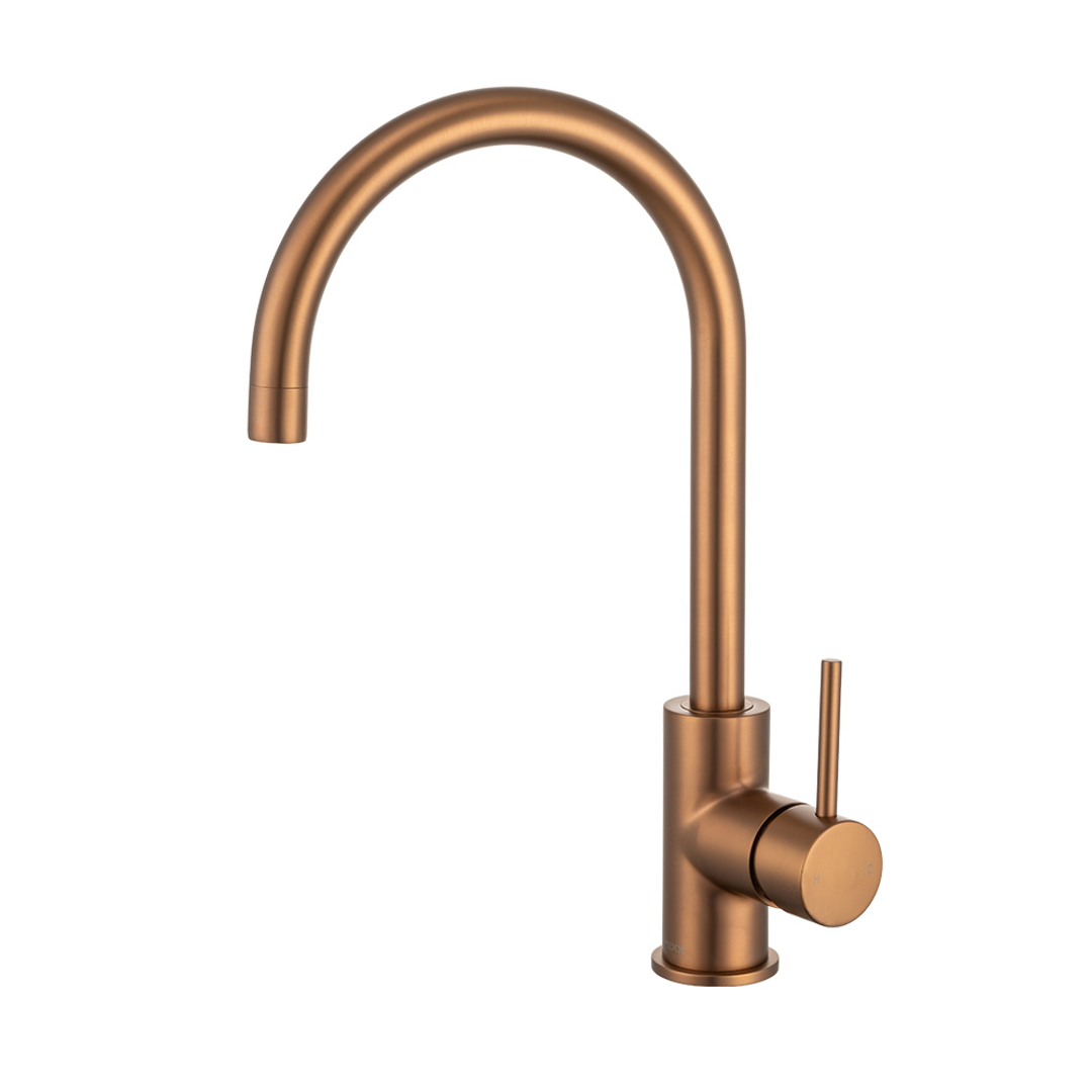 Brasshards Mixx Anise Round Gooseneck Sink Mixer Brushed Bronze Lead Free