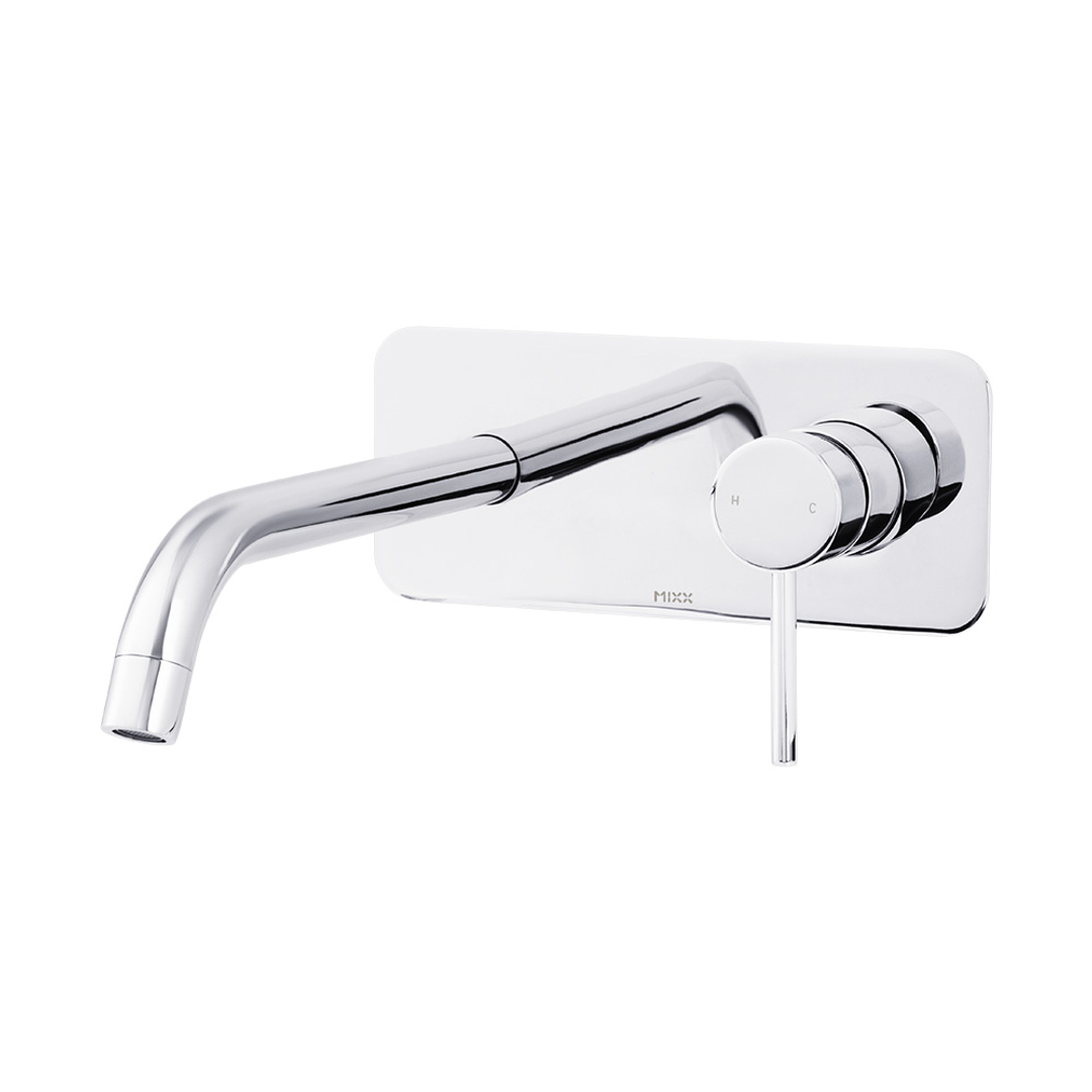 Brasshards Mixx Anise Wall Plate Mixer With 250Mm Spout Trim Kit Chrome Lead Free