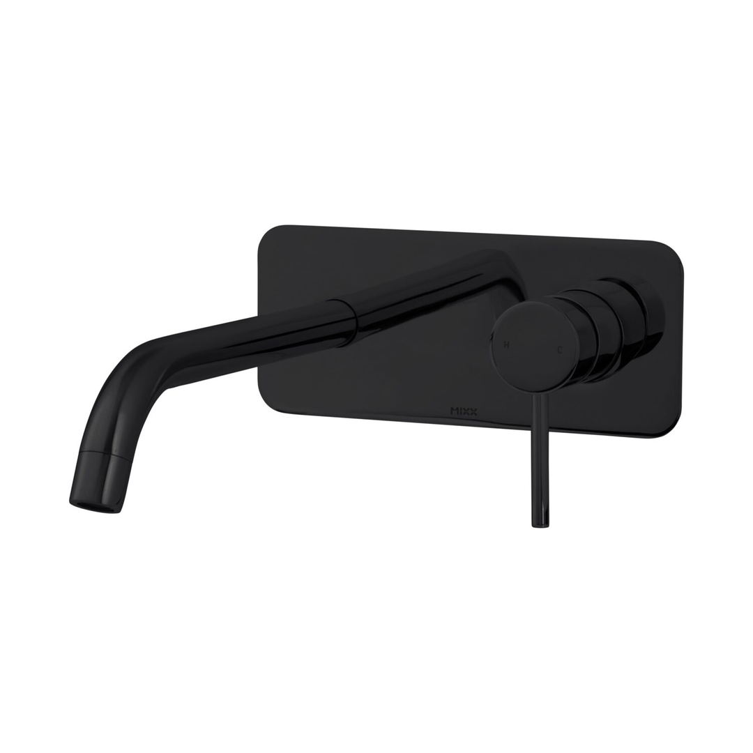 Brasshards Mixx Anise Wall Plate Mixer With 210Mm Spout Matt Black Lead Free