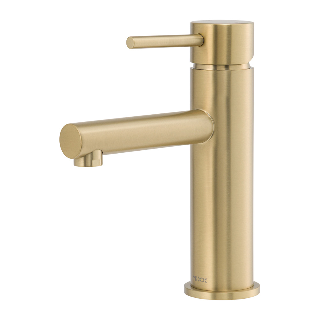 Brasshards Mixx Anise Basin Mixer Straight Spout Brushed Gold Lead Free