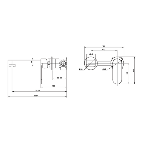 Brasshards Mixx Saffron Dual Wall Plate Mixer Trim Kit Brushed Nickel Lead Free