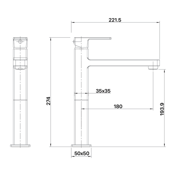 Brasshards Mixx Sage Tower Vessel Mixer Matt Black Lead Free