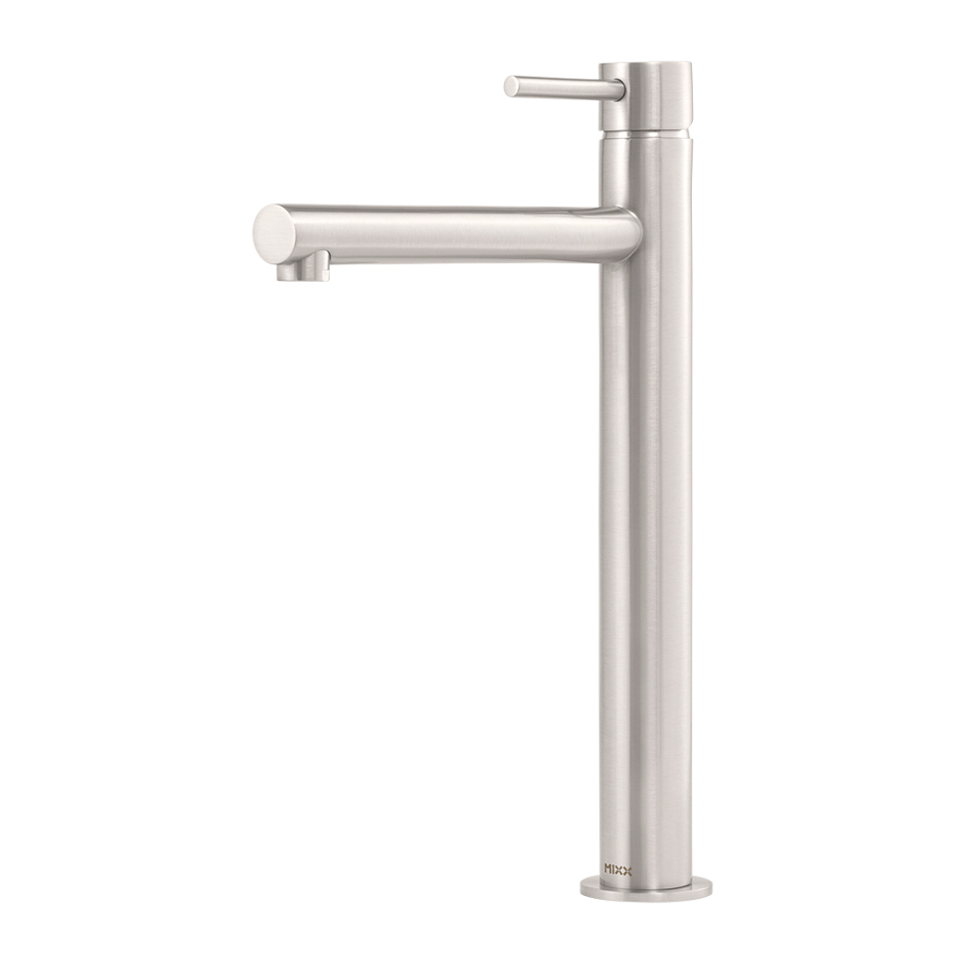 Brasshards Mixx Anise Eco Tower Vessel Mixer Straight Spout Brushed Nickel Lead Free