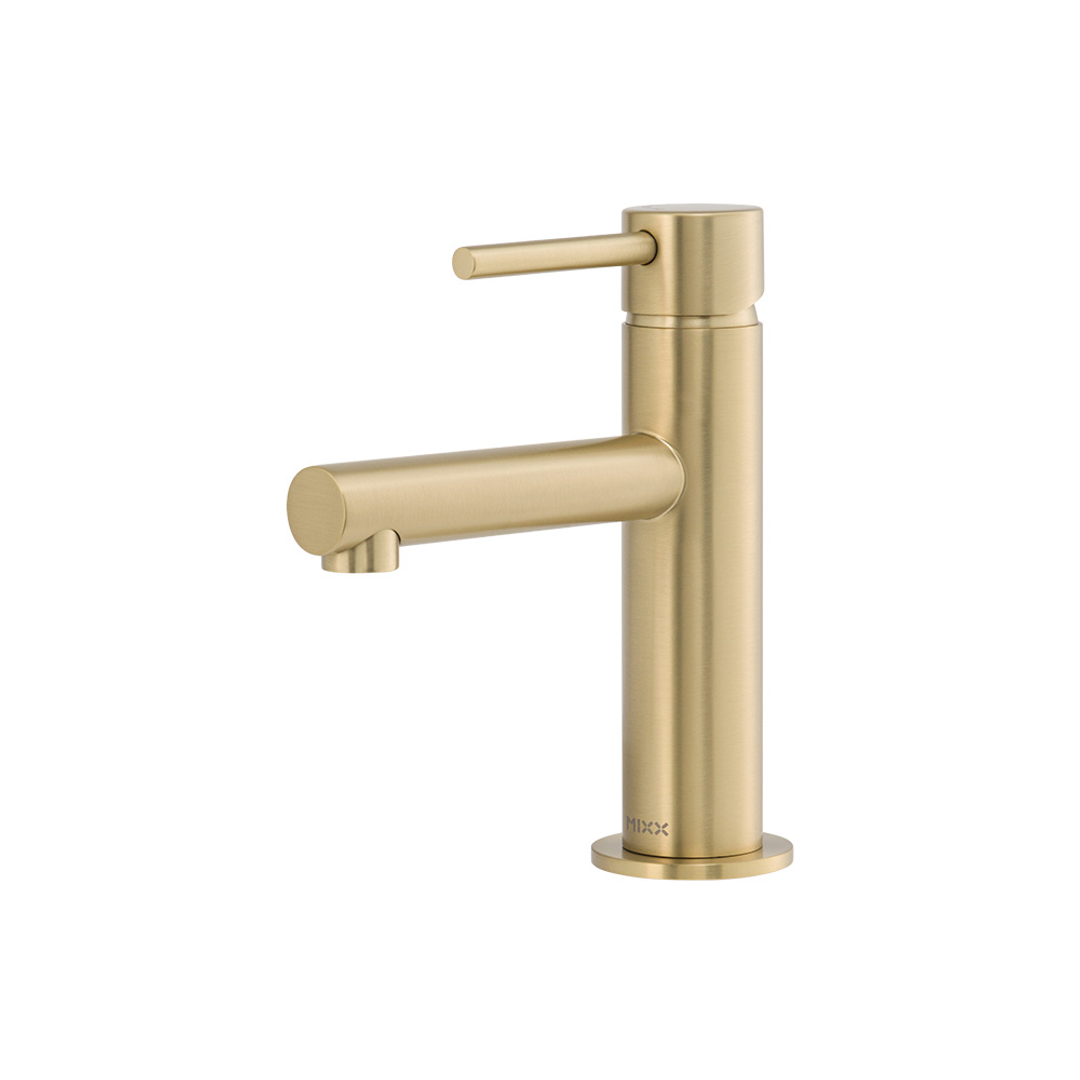 Brasshards Mixx Anise Eco Basin Mixer Straight Spout Brushed Gold Lead Free